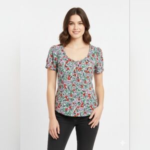 Floral Maeve by Anthropologie Austen Collared Blouse, Size 10